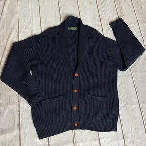 Greenwich 100% New Wool Navy Blue Button Down Cardigan Sweater Men’s Size Medium